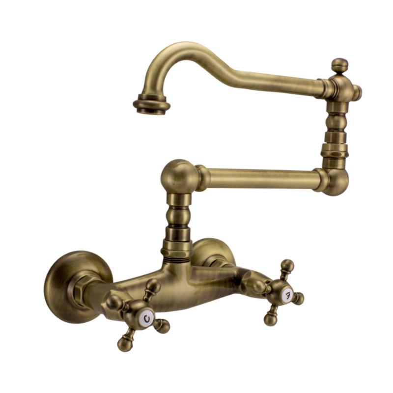 PB Robinet mural classique en saillie avec boutons en étoile et bec long pivotant Bronze 1208855452