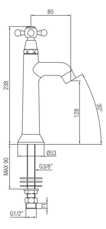 PB Classic Robinet de lavabo avec manette à croisillon eau froide Acier inoxydable 1208855552