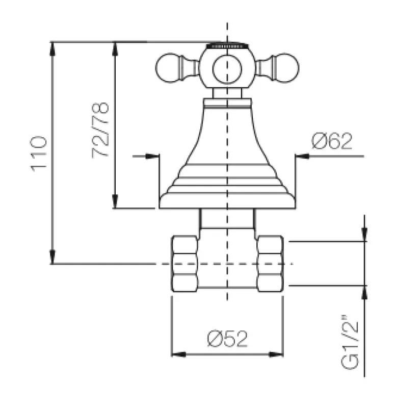 PB Classic Robinet d'arrêt encastré avec manette croisillon Acier inoxydable 1208855582