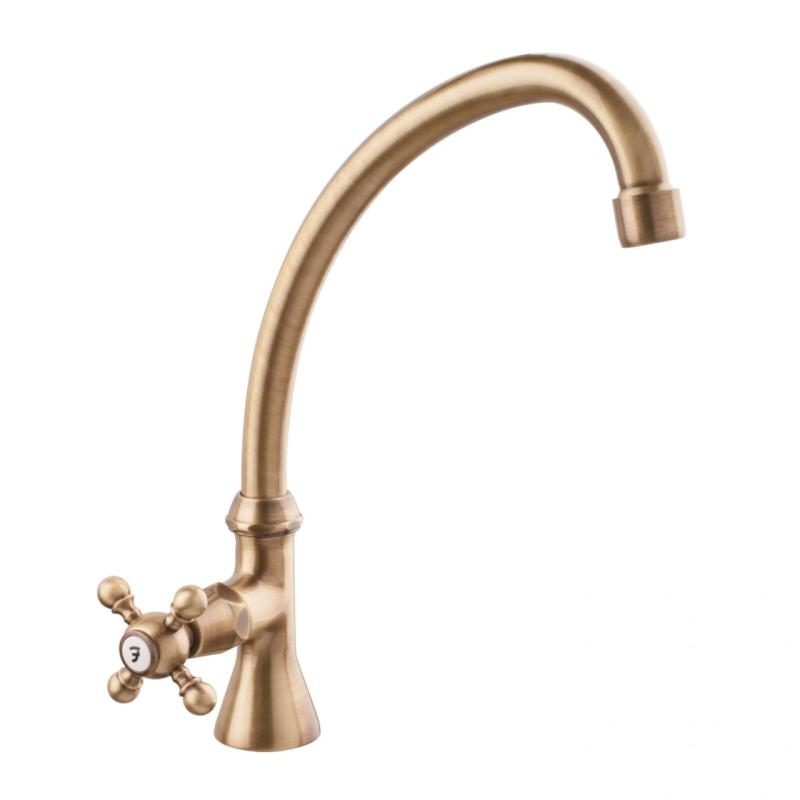 PB Classic Robinet de lavabo avecmanette croisillon eau froide avec bec haut Bronze 1208855662