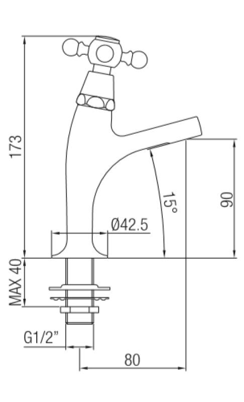PB Classic Robinet de lavabo avec manette croisillon eau froide petit modèle Bronze 1208855692