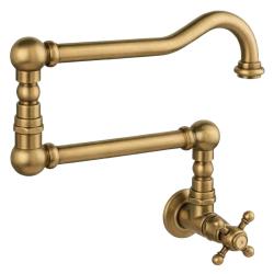 PB classic robinet de lavabo mural encastré avec manette à croisillon eau froide et long bec pivotant bronze 1208855722