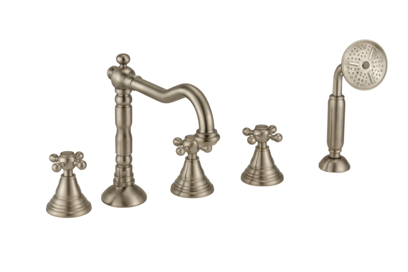 PB Robinet classique à 5 trous pour bord de baignoire avec boutons étoile en acier inoxydable 1208855792