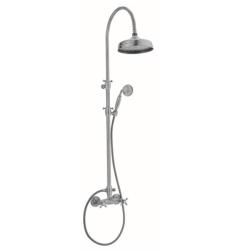 PB Classic Set de douche apperent avec manettes à croisillons et colonne de douche télescopique à effet de pluie Bronze 1208855902