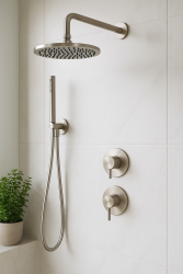 Waterevolution Flow Set de douche à encastrer avec mitigeur thermostatique de douche à effet pluie et douchette Acier inoxydable 1208889792