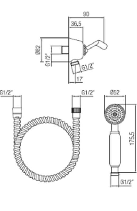 PB Classic Set de douchette avec crochet de suspension Chromé 12088990522