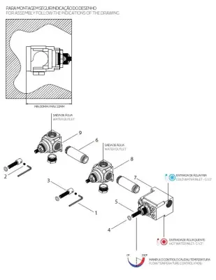 Thermostat de douche encastré Waterevolution Flow avec 2 robinets d'arrêt en laiton brossé 1208916452