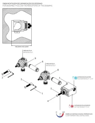 Thermostat de douche encastré Waterevolution Flow avec 3 robinets d'arrêt en laiton brossé 1208916462