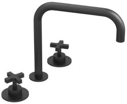 Waterevolution Cruz Robinet de lavabo 3 trous Noir mat 1208916602