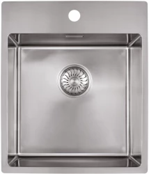 Caressi Basic Line évier en inox 40x40 sous plan, à fleur de plan ou en surface avec surface pour trou de robinetterie CABLPP40KR10 1208920510