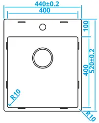 Caressi Basic Line évier en inox 40x40 sous plan, à fleur de plan ou en surface avec surface pour trou de robinetterie CABLPP40KR10 1208920510