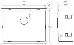 Lorreine 50SP37 évier en inox 50x37 cm sous plan, à fleur de plan ou en surface 1208920519