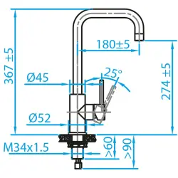 Caressi Basic Line Mitigeur de cuisine en inox CABL001I 1208920576