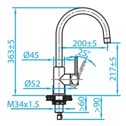 Caressi Basic Line Mitigeur de cuisine en inox CABL002I 1208920577