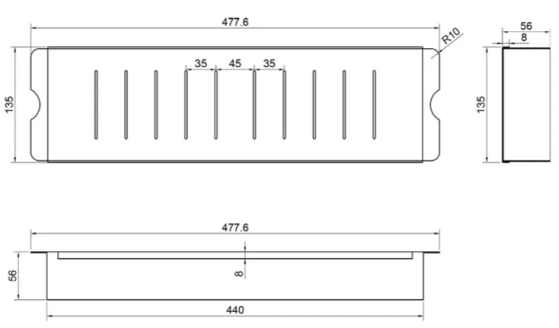 Caressi CACSD46 noir 44cm Panier égouttoir d`évier en inox 1208920600