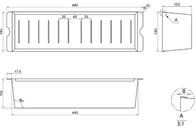Caressi CACS1D46 noir 44cm Panier égouttoir en inox 1208920601