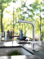 Franke Robinet de cuisine en acier inoxydable brossé Atlas Neo bec extractible en acier inoxydable 115.0521.438