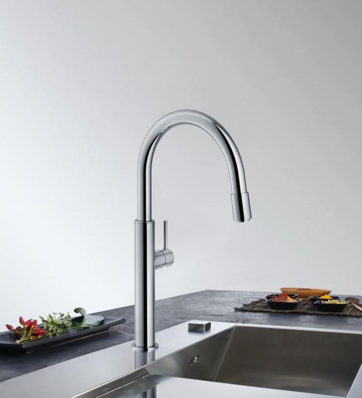 Franke Robinet de cuisine Pescara bec fixe haut et bas chrome 115.0523.286