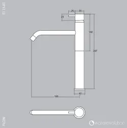 Waterevolution Flow mitigeur lavabo couleur gun metal T115GME