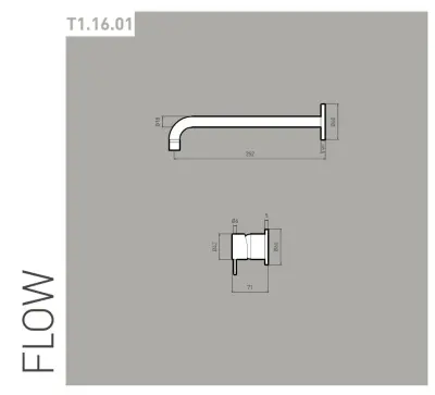 Robinet de lavabo encastré Watervolution Flow en laiton brossé avec bec de 25 cm T116BLE-25