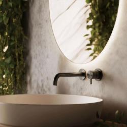 Robinet de lavabo encastré Watervolution Flow PVD Gun Metal avec bec de 15 cm T116BME-15