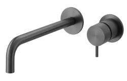 Robinet de lavabo encastré Watervolution Flow PVD Gun Metal avec bec de 21 cm T116BGME-21