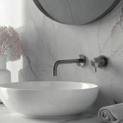 Robinet de lavabo encastré Watervolution Flow PVD Gun Metal avec bec de 21 cm T116BGME-21