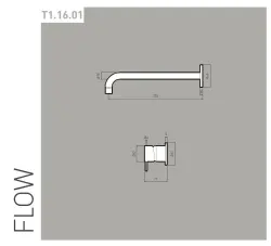Waterevolution Flow robinet de lavabo encastrable PVD Gun Métal avec bec 21cm T116BME-21