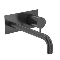 Waterevolution Flow Mitigeur de lavabo encastré avec garniture en PVD Gun Metal et bec 15cm T1161GME-15