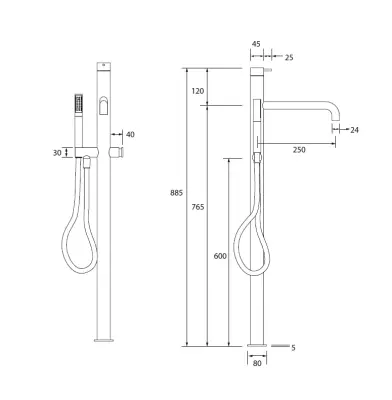 Waterevolution Flow mitigeur de baignoire avec douchette à main Cuivre brossé T133CPE