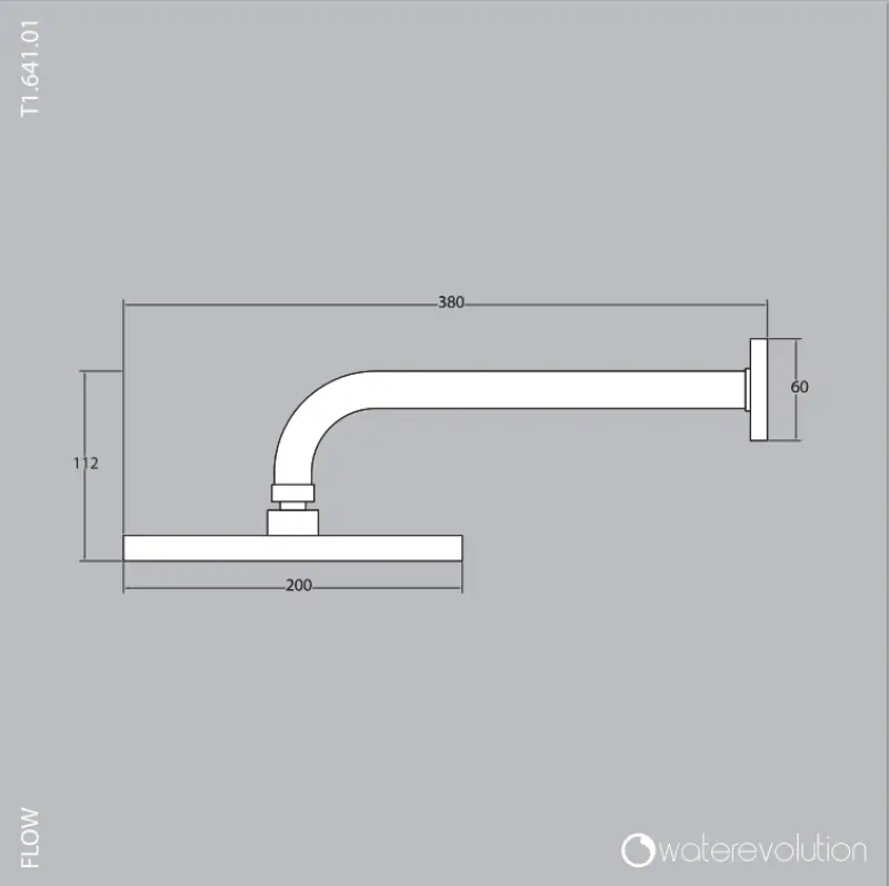 Waterevolution Flow Douche de tête 200mm avec raccord mural Or Clair T1641WGE