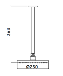 Waterevolution Flow Douche de tête 200mm avec raccord au plafond Gun Metal T1642GME