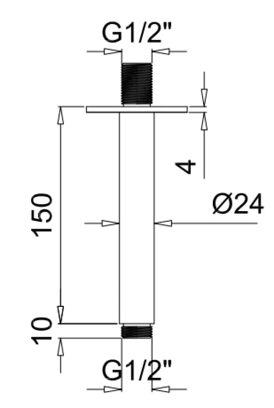 SB Rubinetterie Universale Bras de douche au plafond rond 15cm noir mat 1208946681