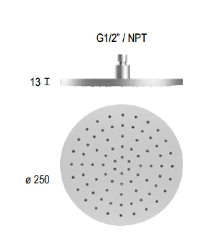 SB 316 Douche à effet de pluie ronde de 25 cm entièrement en inox 1208946731