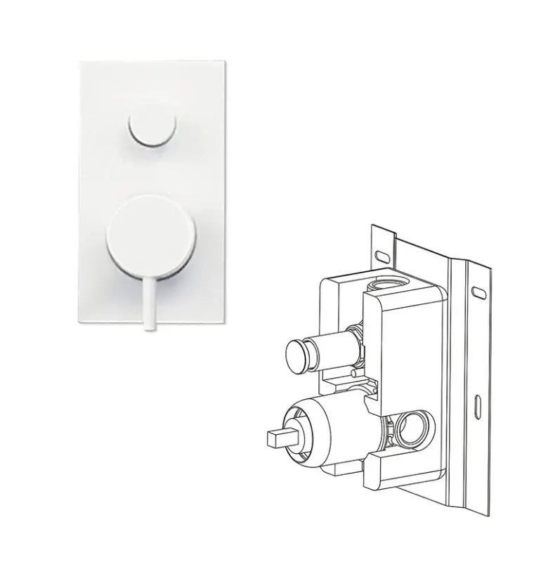Waterevolution Flow mitigeur de douche thermostatique encastré avec 2 sorties blanc mat T132TBBBR avec boîte TEC
