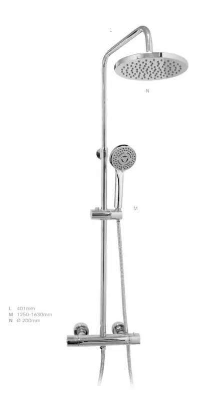 DEMM Shower combinaison douche thermostatique avec douche à effet pluie chrome 1208946965