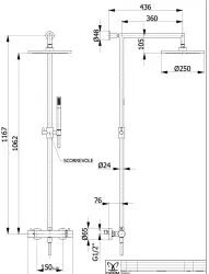 DEMM Shower combinaison douche thermostatique avec douche à effet pluie noir mat 1208946968
