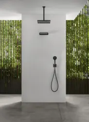 SB Rubinetterie Eco Air Douche à effet pluie tête carrée avec économiseur d'eau Noir mat 20x20cm 1208947014