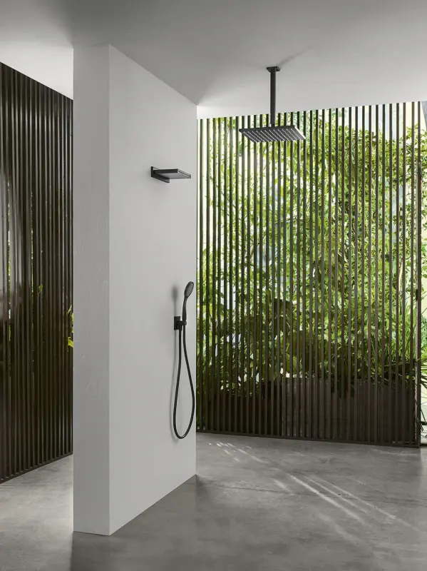 SB Rubinetterie Eco Air Douche à effet pluie tête carrée avec économiseur d'eau Noir mat 20x20cm 1208947014