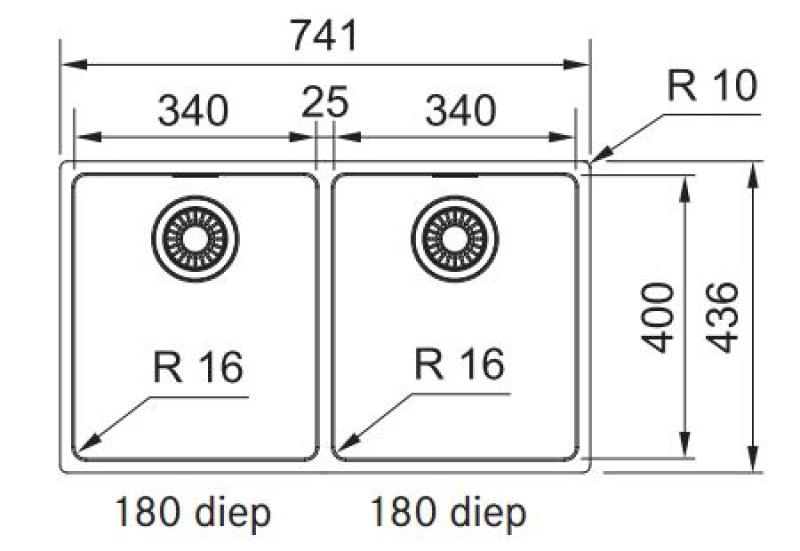 Franke Maris Double évier en inox MRX 220 sous plan, à fleur de plan ou en surface 1270568051