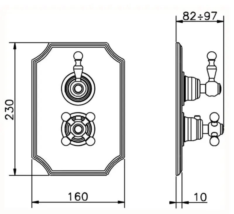 Cisal Arcana Royal thermostat encastré avec inverseur chromé et robinet d'arrêt, y compris la pièce encastrée 1208952378