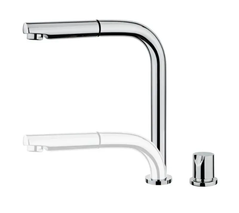 Robinet de cuisine à 2 trous Cisal avec bec extractible, remplaçant du chrome blanc LC00009021