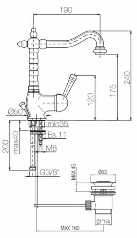 PB Mitigeur de lavabo nostalgique Vintage chromé