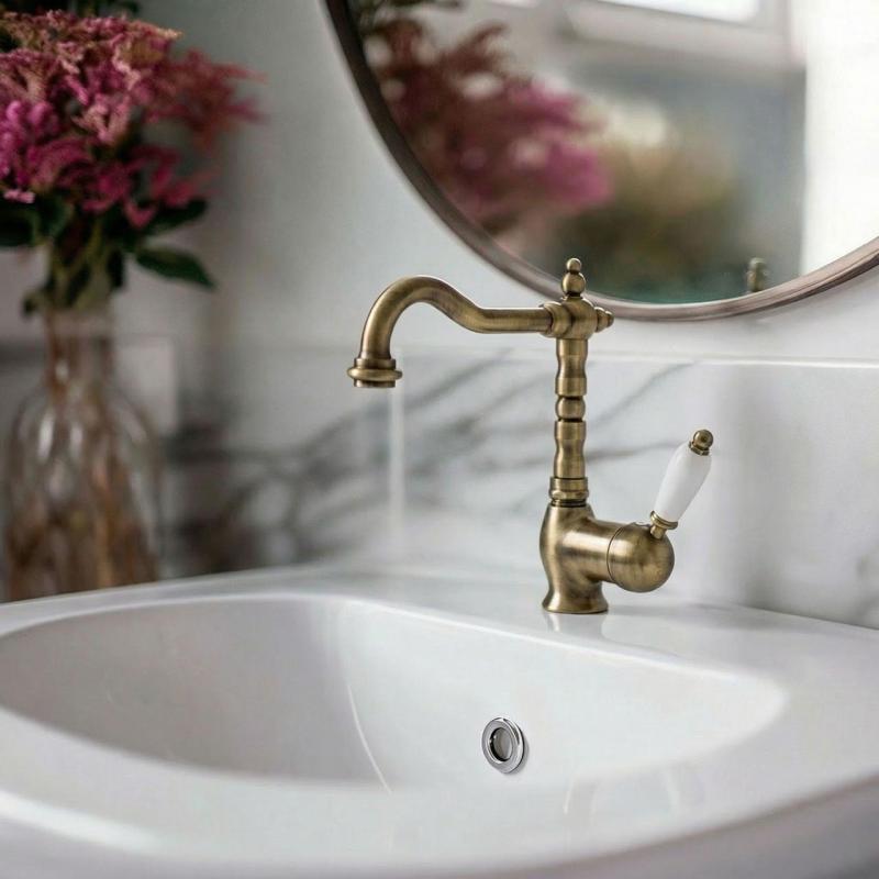 PB Nostalgic Single lever sink faucet with swivel spout 190 mm - with drain set Bronze