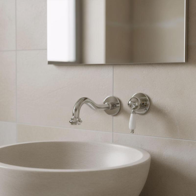 PB nostalgique mitigeur de lavabo encastré bec vintage 21cm chromé