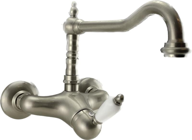 PB nostalgique robinet mural à levier unique monté en surface poignée blanche en inox