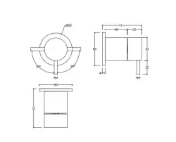 Waterevolution Flow inverseur 2 voies encastré rosace ronde gun metal T1482S.GME