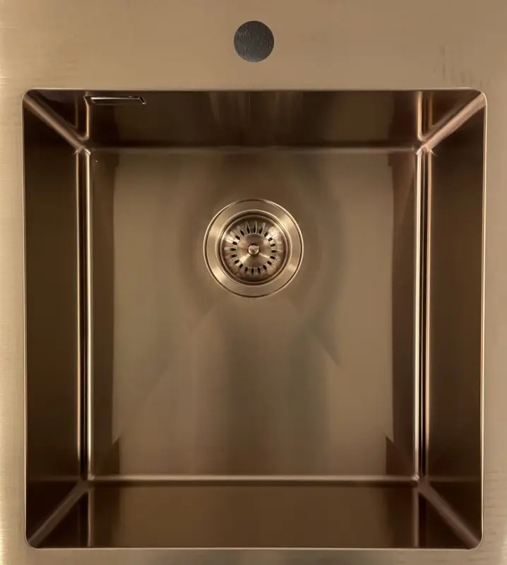 Ausmann Weser évier en inox couleur cuivre PVD Copper 45x51 avec trou de robinet sous plan, à fleur de plan ou en surface 080945