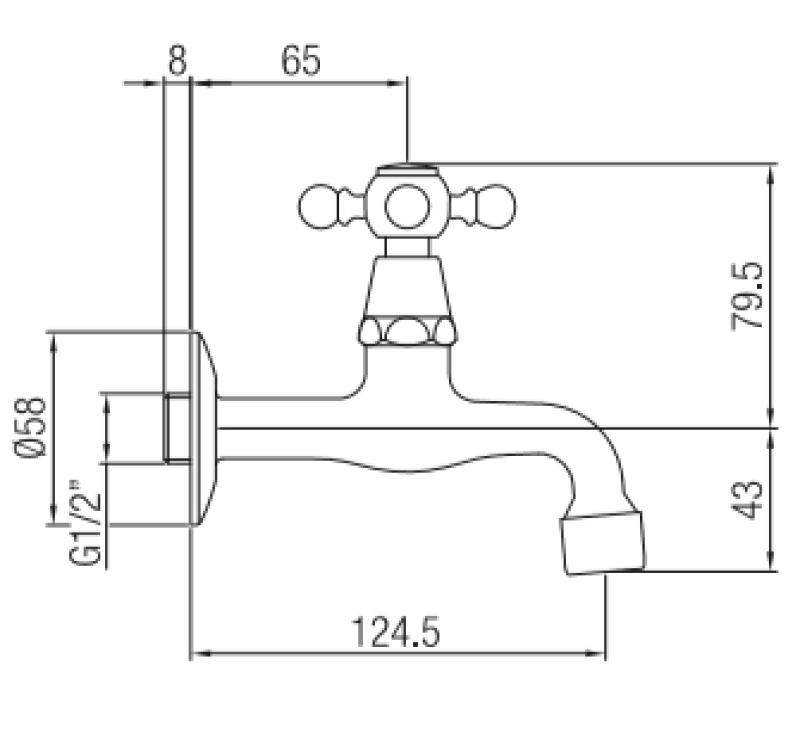 PB classic robinet de lavabo mural avec manette croisillon eau froide noir mat 1208952981