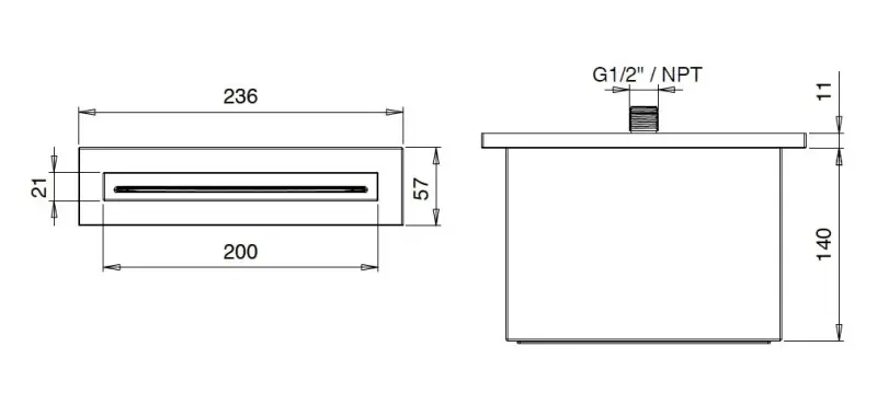 SB Square bec cascade noir mat